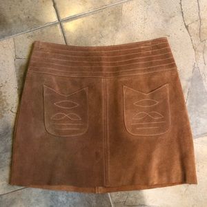 Free People Leather Suede Mini Skirt